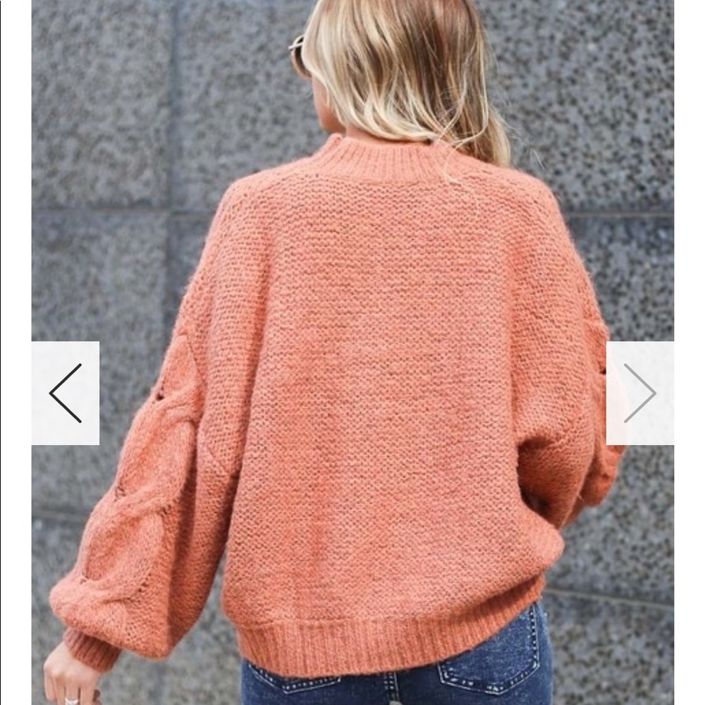 Neck Cable Knit Top Color Rust - Picture 4 of 6